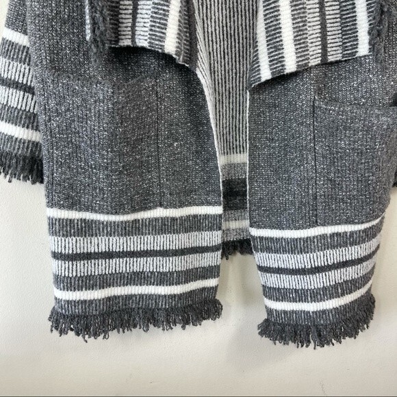 Anthropologie Saturday Sunday Fringe Gray Open Front Cardigan Sweater One Size L - Picture 11 of 16